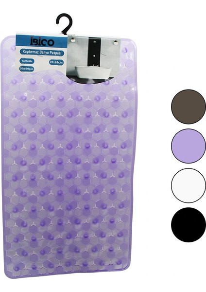 Ieg® Di̇kdörtgen - Lüx Pvc Petek Desen - Şeffaf-Buzlu 98PCS Vantuz Kaydirmaz Banyo - Küvet Paspas 37