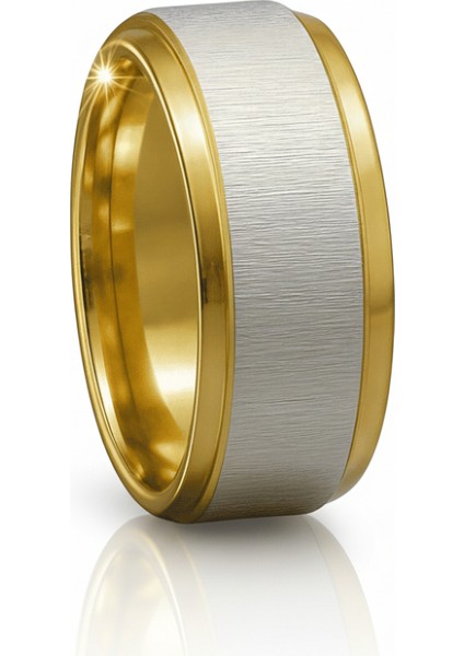 Altın ve Gümüş Renk 316L Kalite Paslanmaz Çelik Kadın Yüzük Alyans 14 Ölçü