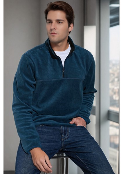 Slim Fit Anti-Pilling Tüylenme Yapmayan Bato Yaka Kışlık Şardonlu Polar Erkek Polar 5906001