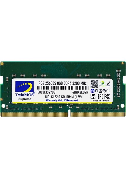 Twınmos 8gb 3200MHZ Ddr4 MDD48GB3200N Notebook Ram