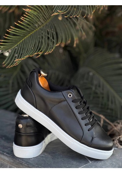 Kb-Bx1 Kuback Siyah Cilt Yüksek Beyaz Taban Günlük Erkek Ayakkabı