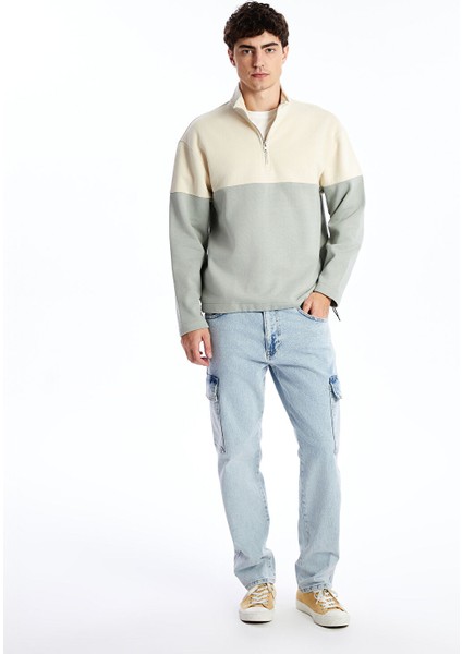 Yeni Sezon Dik Yaka Uzun Kollu Renk Bloklu Erkek Kalın Sweatshirt fiyatları