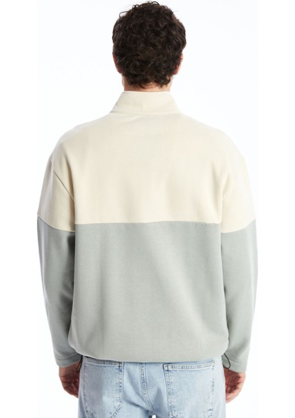 Yeni Sezon Dik Yaka Uzun Kollu Renk Bloklu Erkek Kalın Sweatshirt fırsatları