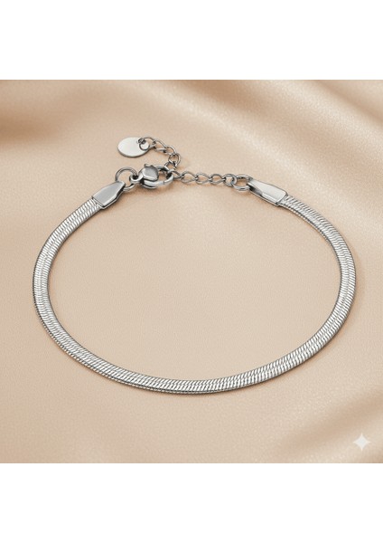 Kadın Çelik Bileklik - Snake Model - Gümüş Renk fırsatları