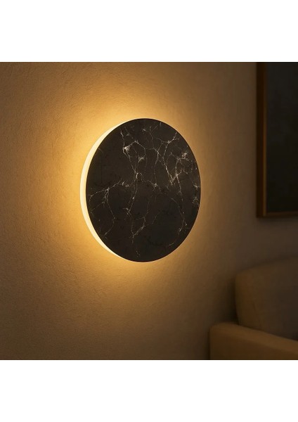 Mindelo Yuvarlak 30 cm LED Desenli Duvar Aplik