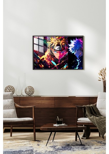 Üçlü Anime Çerçeveli Metal Poster Tablo