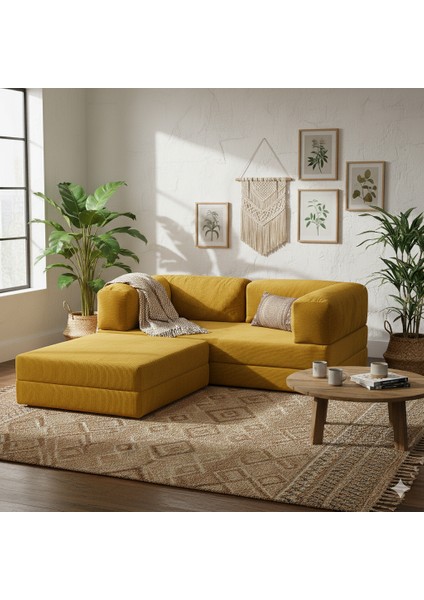 Yeny Fitilli Kadife | Köşe Koltuk | 160X160 Köşe Takımı | Modüler Köşe Takımı | Yataklı L Koltuk | Fitilli Kadife