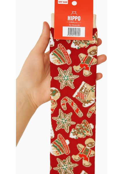 Yeni Yıl Yılbaşı Noel Figürlü Tasarım Çorap Özel Kutusunda