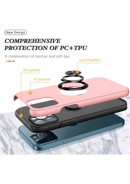 Iphone 12 Pro Max Kılıf Elit Yüzüklü Kapak - Pembe fiyatları