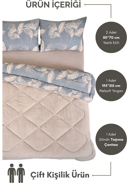 Çift Kişilik Wellsoft Çift Taraflı Yorgan ve Yastık Kılıfı Seti indirimleri