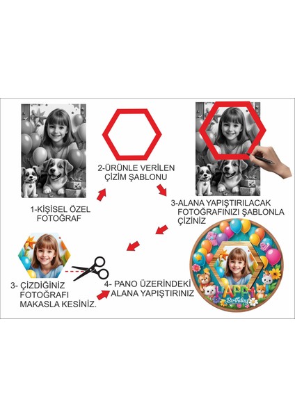 Mdf Malzemeden Çocuklar Için 14X14 cm Uv Baskılı Altıgen Fotoğraf Çerçeve V4 modelleri