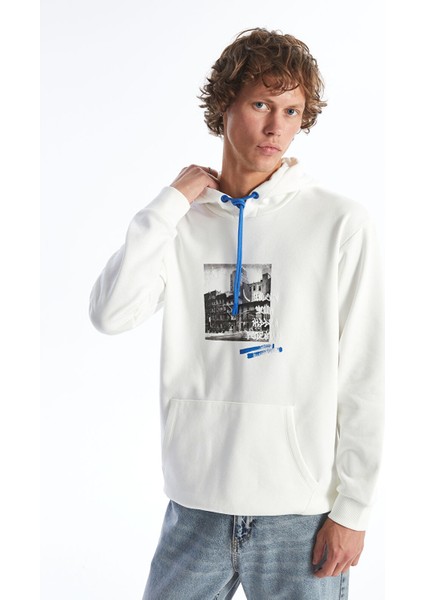 Yeni Sezon Uzun Kollu Baskılı Erkek Kalın Hoodie