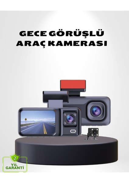 Lvsqvr Üç Kameralı Dash Cam 170° Geniş Açılı Full Hd Gece Görüşlü