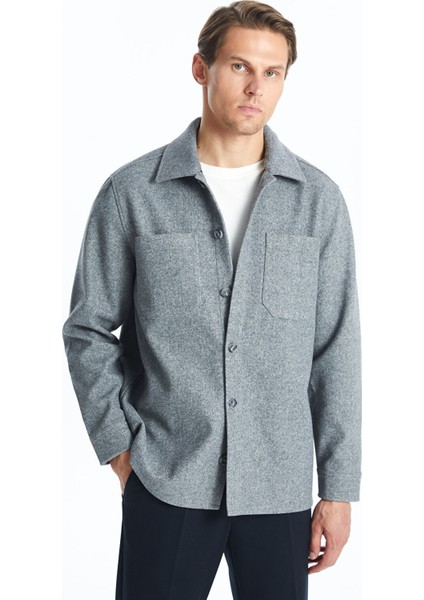 Yeni Sezon Regular Fit Uzun Kollu Kaşe Erkek Gömlek Ceket