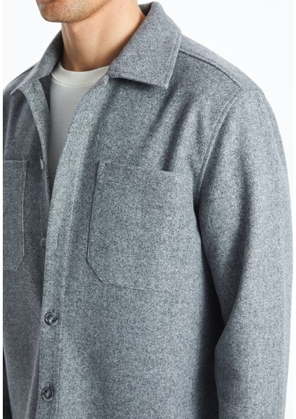 Yeni Sezon Regular Fit Uzun Kollu Kaşe Erkek Gömlek Ceket modelleri