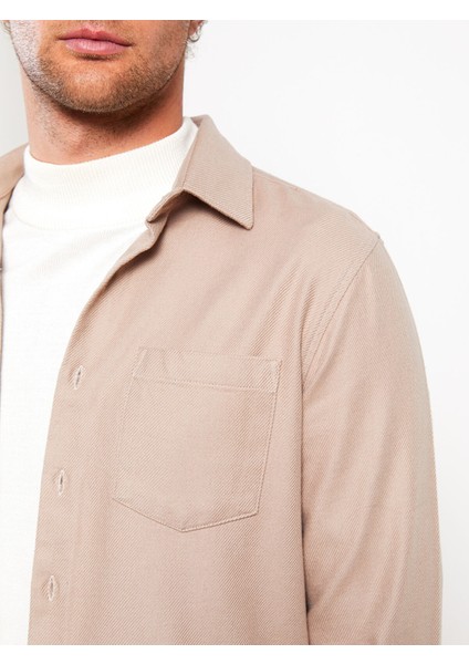 Yeni Sezon Regular Fit Uzun Kollu Gabardin Erkek Gömlek Ceket fırsatları