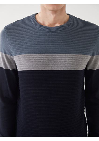 Yeni Sezon Bisiklet Yaka Uzun Kollu Renk Bloklu Erkek Triko Kazak modelleri