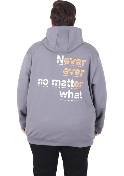 Mocgrande Büyük Beden Kapüşonlu Sweat Double Face Never 25706 Fume modelleri