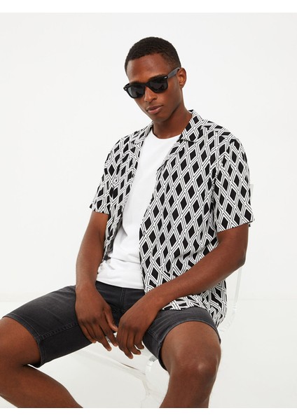 Yeni Sezon Regular Fit Kısa Kollu Desenli Viskon Erkek Gömlek fiyatları