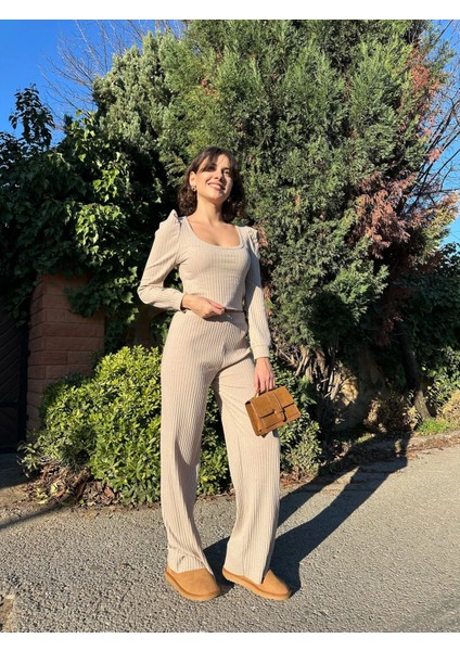 Fitilli Prenses Kol Alt Üst Takım Bej fiyatları