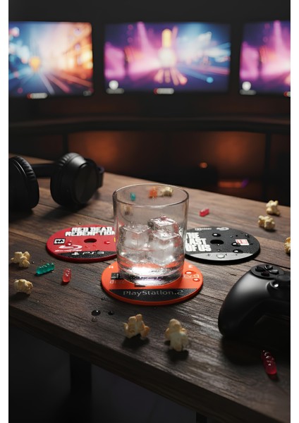 Efsane Ps Oyun Serileri Bardak Altlıkları | Last Of Us, Red Dead Redemption | Gamer Hediyesi 2 Adet