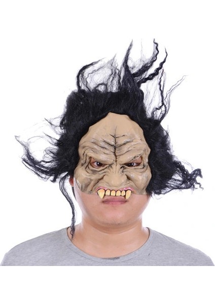 Ieg® Lateks Dişli Korku Maskesi Saçlı Yarım Surat (4887)