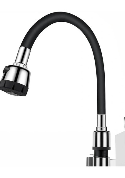 Ieg® Renkli Silikonlu Oynar Başlıklı 2 Fonksiyonlu Spiral Musluk Başlığı - Siyah (4887)