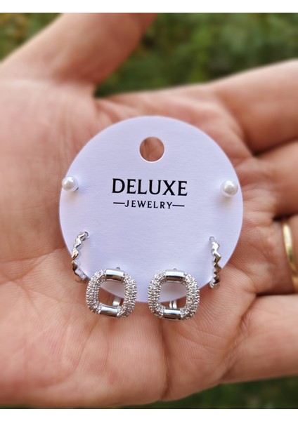 Çelik Inci Detaylı Zarif Çoklu Küpe