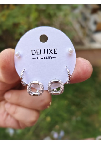 Çelik Inci Detaylı Zarif Çoklu Küpe modelleri