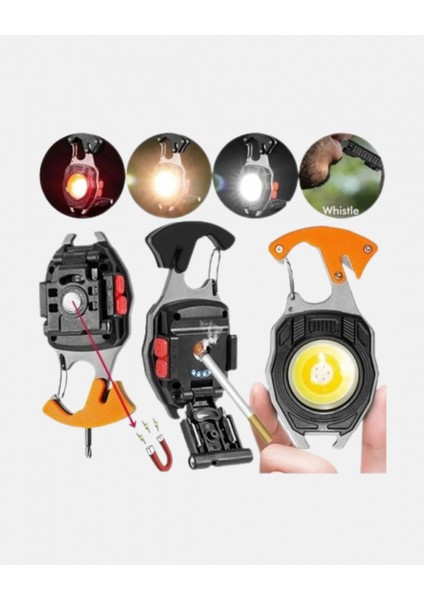 Mini LED Anahtarlık Fener – Şişe Açacağı, Tornavida, Düdük ve USB Şarj Özellikli fiyatları