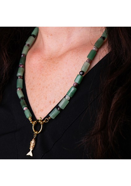 Aventurin ve Turmalin Doğal Taş Kadın Kolye – Şıklık, Denge ve Pozitif Enerji Kolyesi modelleri