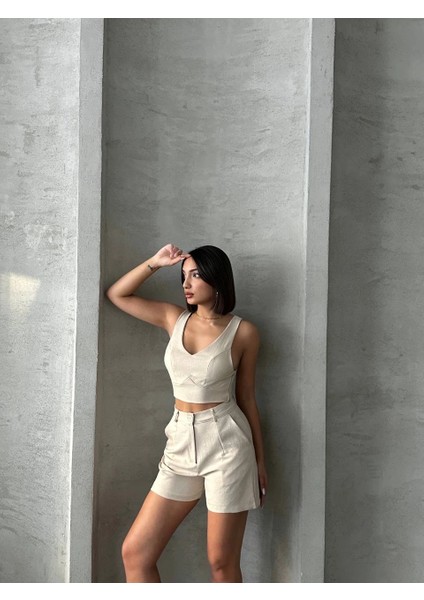 Bosel Şortlu Keten Takım S255014