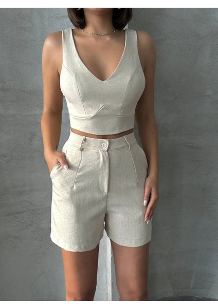 Bosel Şortlu Keten Takım S255014 fiyatları