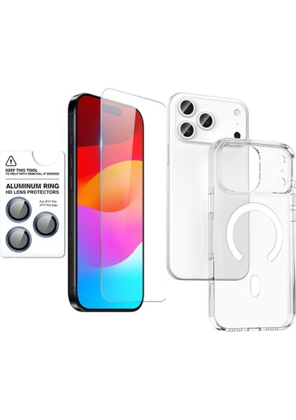 iPhone 17 Pro Max Kılıf Kripto Multi Set Paket Kılıf Ekran Koruyucu Kamera Lens Koruyucu