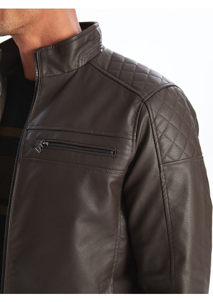 Yeni Sezon Standart Kalıp Erkek Deri Görünümlü Ceket indirimleri