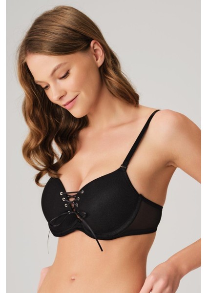 Balenli Destekli Dolgulu Askıları Çıkabilen Yaka Detaylı T-Shirt Sütyeni