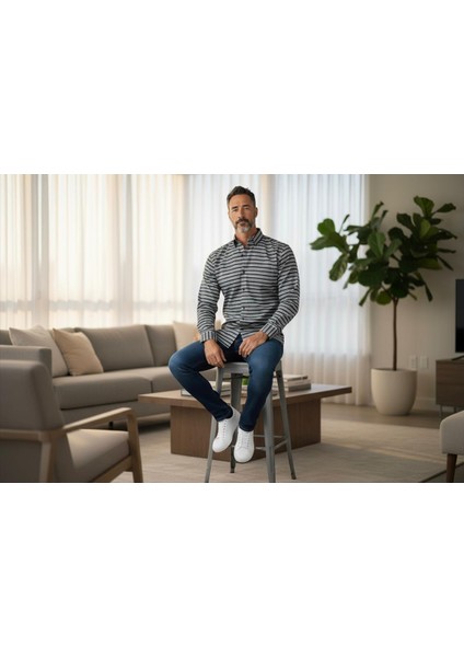 Klasik %100 Cotton Uzun Kollu Terletmeyen Kışlık 2 Renkli Çizgili Gömlek (Regular Kalıp) fiyatları