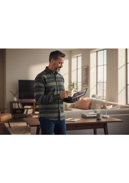 Klasik %100 Cotton Uzun Kollu Terletmeyen Kışlık 2 Renkli Çizgili Gömlek (Regular Kalıp)