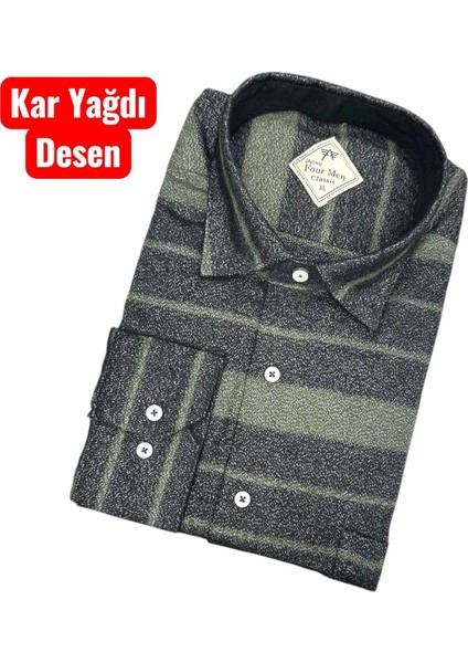 Klasik %100 Cotton Uzun Kollu Terletmeyen Kışlık 2 Renkli Çizgili Gömlek (Regular Kalıp) modelleri