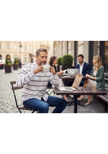 Klasik %100 Cotton Uzun Kollu Terletmeyen Kışlık 2 Renkli Çizgili Gömlek (Regular Kalıp) fiyatları