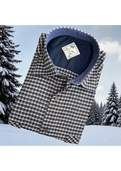 Klasik %100 Cotton Uzun Kollu Terletmeyen Kışlık Flanel Kumaş Çok Renkli Gömlek (Regular Kalıp)