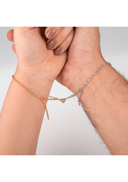 925 Ayar Gümüş Rodyum Rose Çift Kalpli Aşk Bileklik T8622 (770770) fiyatları