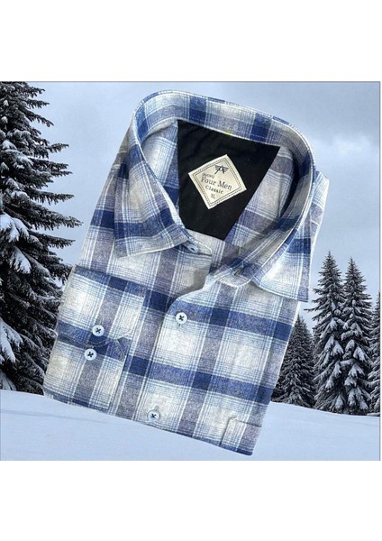 Klasik %100 Cotton Uzun Kollu Terletmeyen Kışlık Flanel Kumaş Çok Renkli Gömlek (Regular Kalıp)