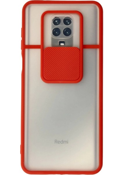 Xiaomi Redmi Note 9 Pro Kılıf Palm Buzlu Kamera Sürgülü Silikon - Kırmızı
