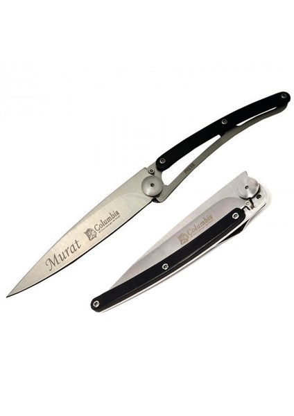 Kişiye Özel Isimli Columbia Isim Baskılı Deejo Çakı EXT-2990-A 22.5 cm Paslanmaz Cep Av Bıçağı