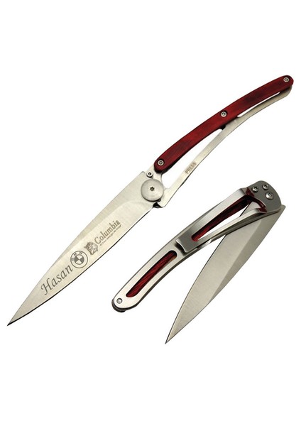 Kişiye Özel Isimli Columbia Araç Baskılı Deejo Çakı EXT-2990-A 22.5 cm Paslanmaz Cep Av Bıçağı