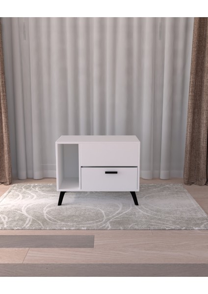 Beyaz Kedi Tuvalet Dolabı | Gizli Girişli %100 Mdf