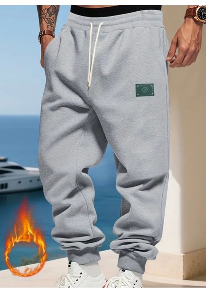 Büyük Beden Özel Tasarım Yeşil Etiket Baskılı %100 Pamuk Kışlık Erkek Eşofman Altı