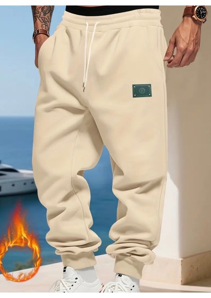 Büyük Beden Özel Tasarım Yeşil Etiket Baskılı %100 Pamuk Kışlık Erkek Eşofman Altı