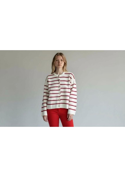 Triko Angora Cotton Çizgili Yünlü Uzun Kollu Hırka fiyatları